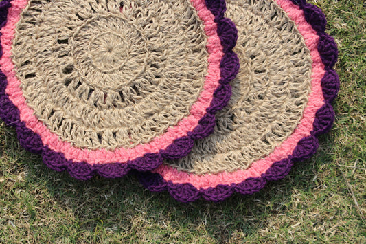 Purple & Pink Set of 2 Crochet Mats