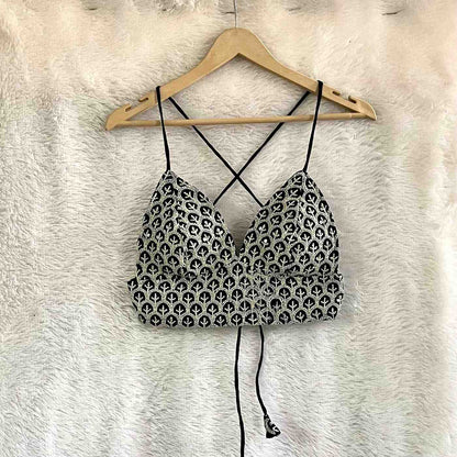 Black Chikan Cotton Bralette