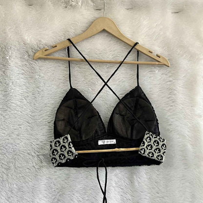 Black Chikan Cotton Bralette