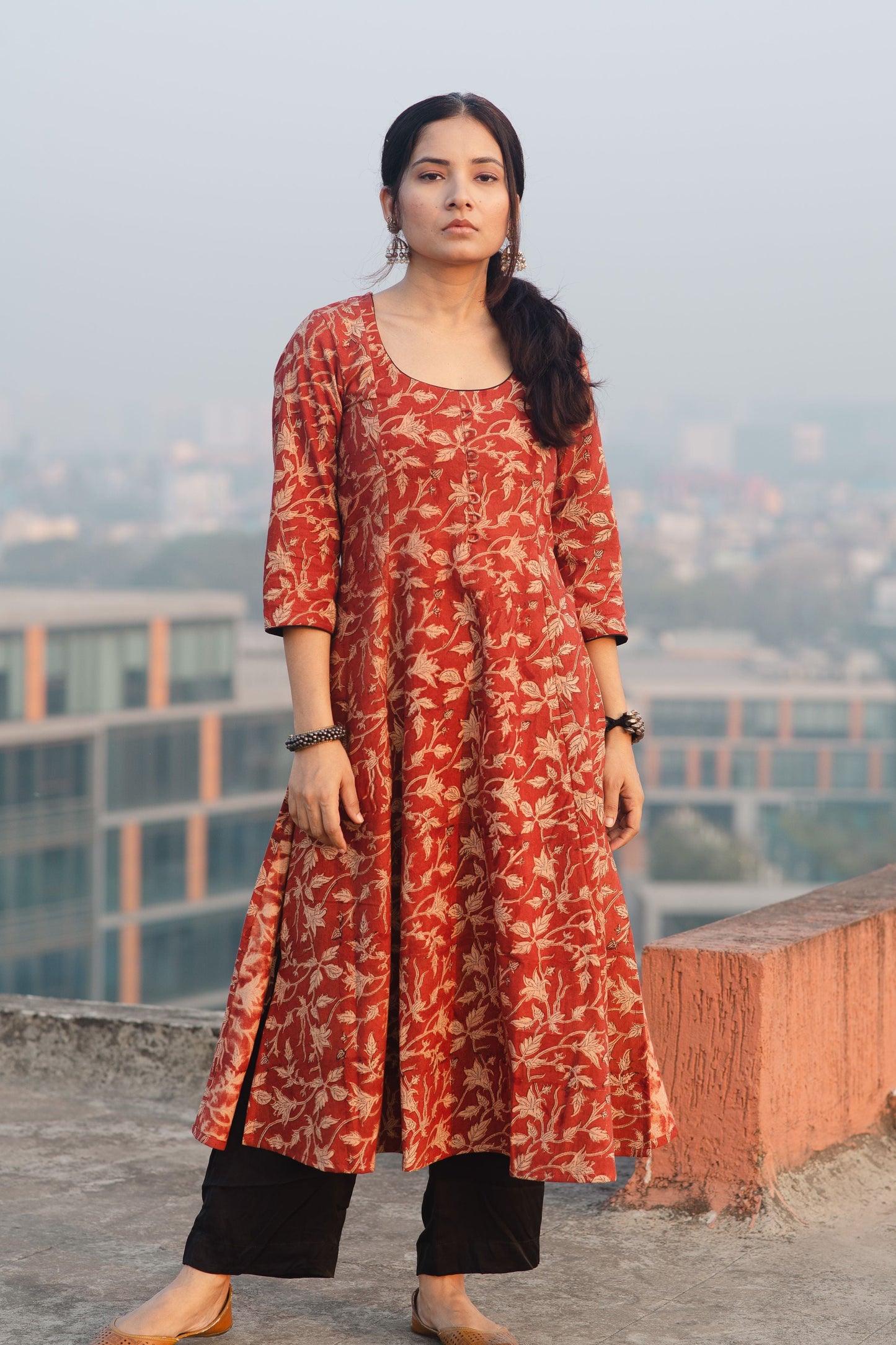 Ishq Madder Red Kalidaar Kurta