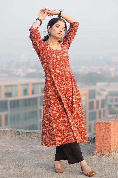 Ishq Madder Red Kalidaar Kurta