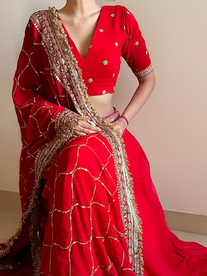 Devi Red Lehenga Set