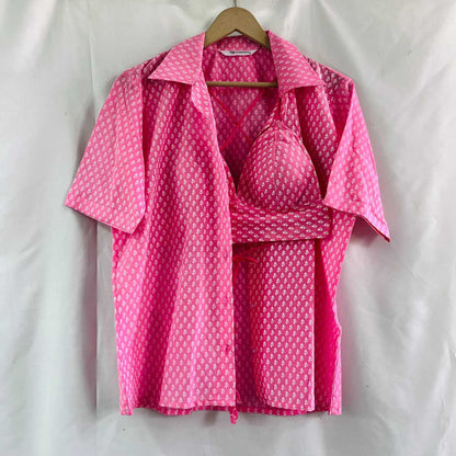 Butiya Pink Mul Shirt with Bralette Combo