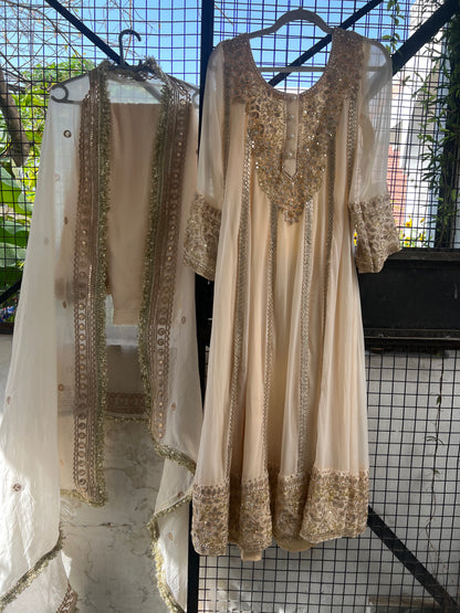 Gotta Patti Light Golden Anarkali Set