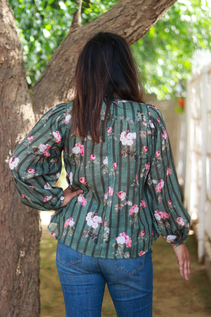 British Blooms Linen Top