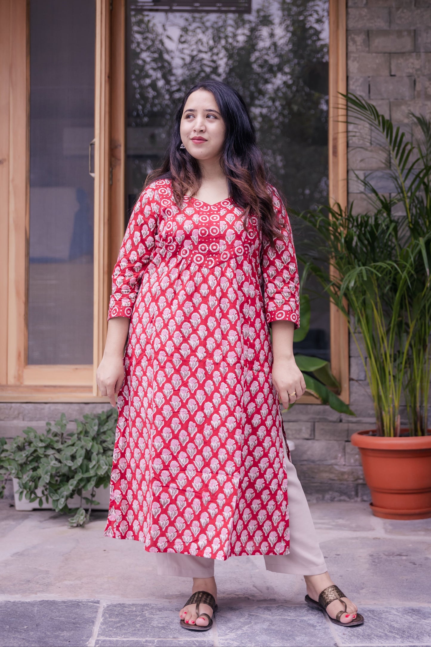 Suhani Sanganeri A-Line Long Cotton Kurta