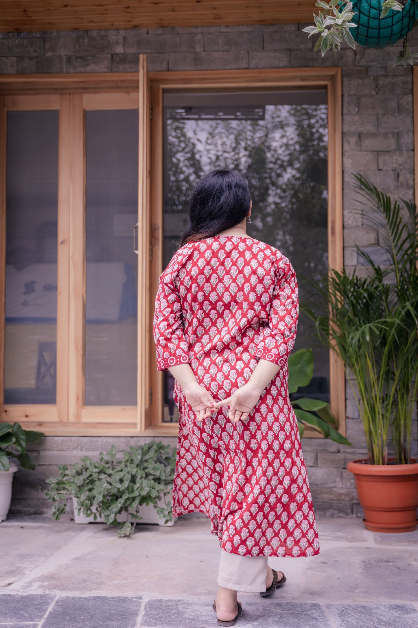 Suhani Sanganeri A-Line Long Cotton Kurta