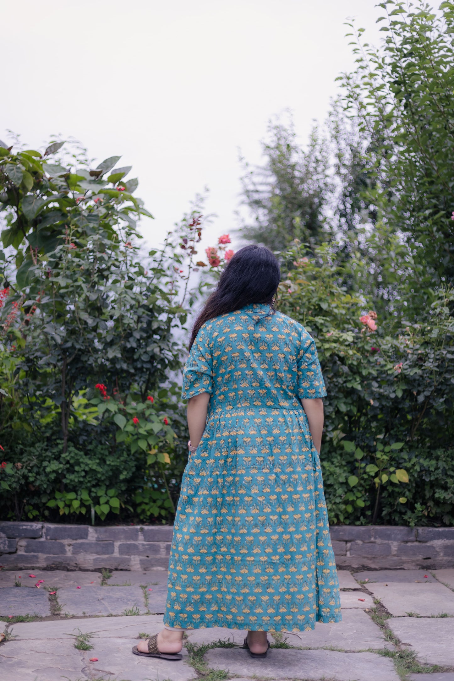 Krishi Sanganeri Handblock A-Line Long Kurta