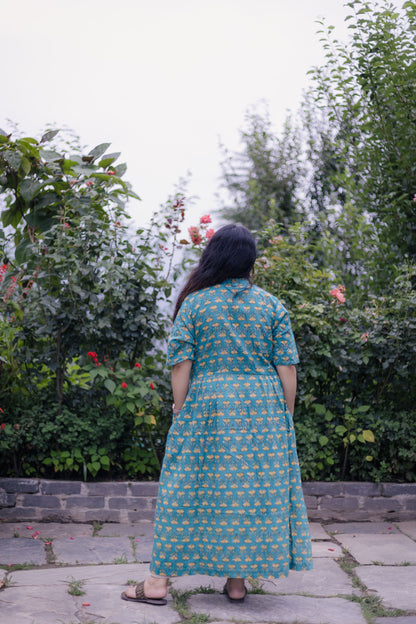 Krishi Sanganeri Handblock A-Line Long Kurta