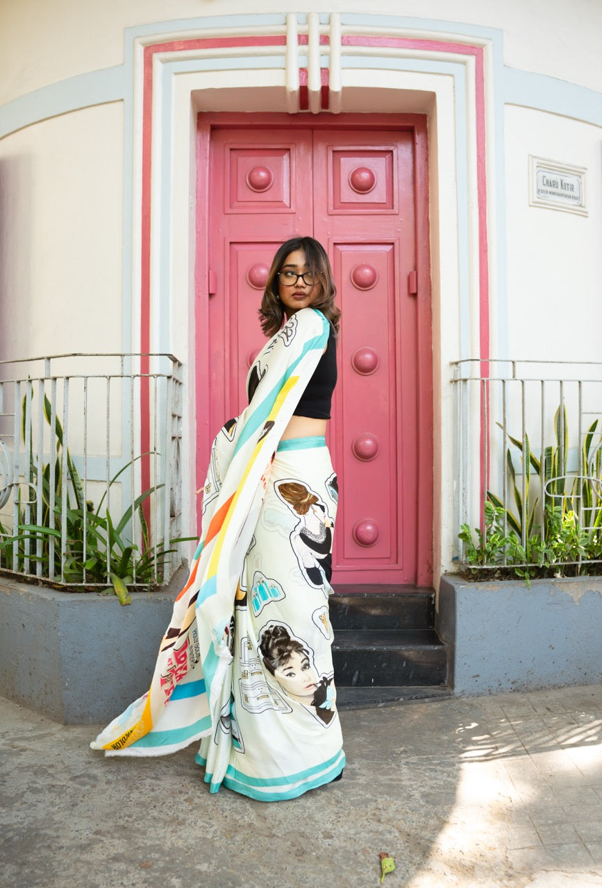 Audrey Hepburn Breakfast at Tiffany's Saree