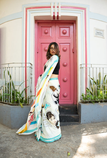 Audrey Hepburn Breakfast at Tiffany's Saree