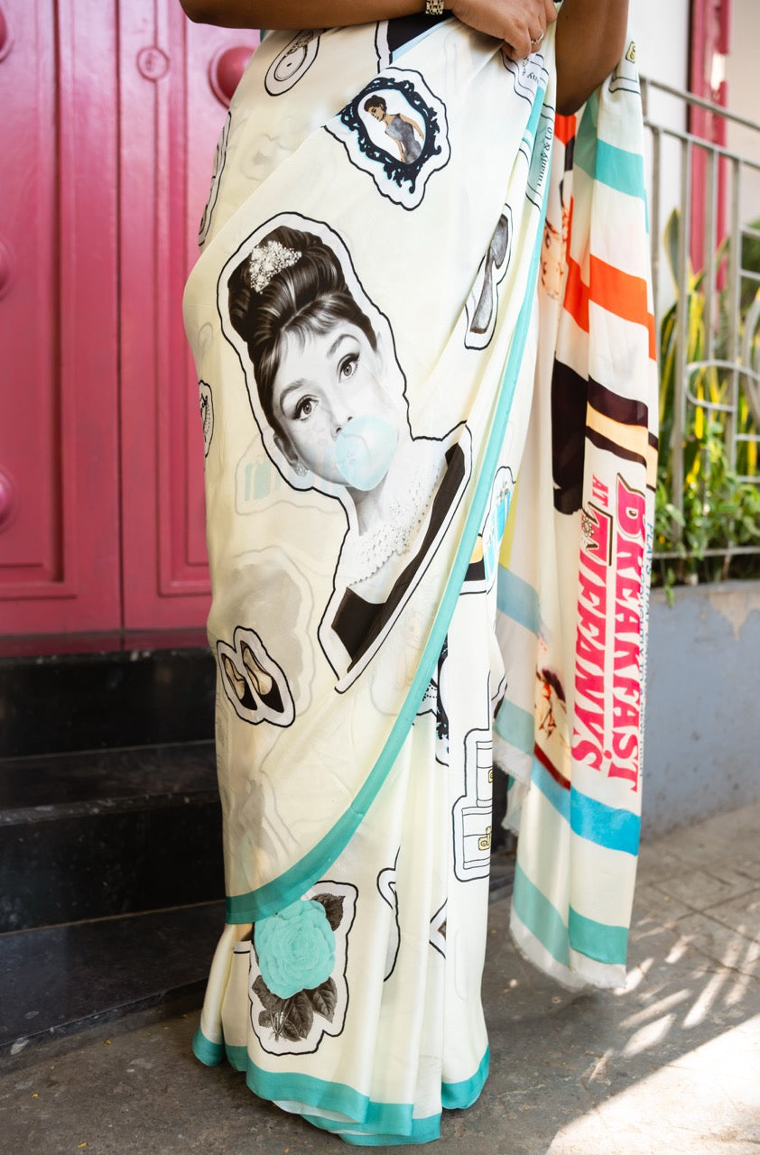Audrey Hepburn Breakfast at Tiffany's Saree