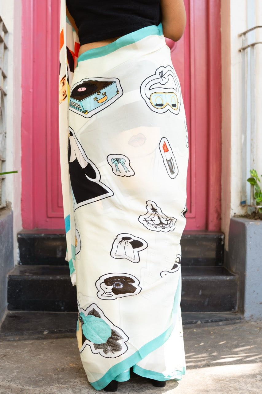 Audrey Hepburn Breakfast at Tiffany's Saree
