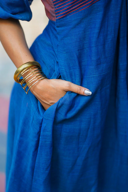 Lotus In Blue Pond Cotton Dress