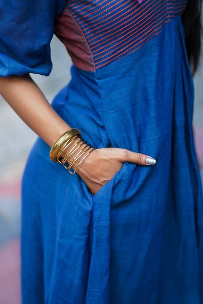 Lotus In Blue Pond Cotton Dress