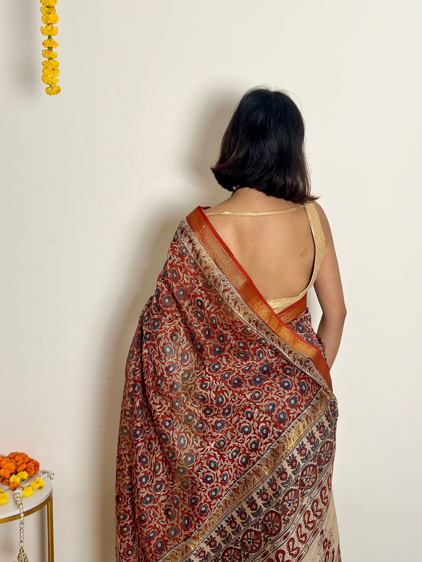 Nutan Handblock Printed Maheshwari Silk Saree