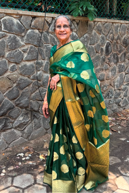 Green Banarasi Organza Saree