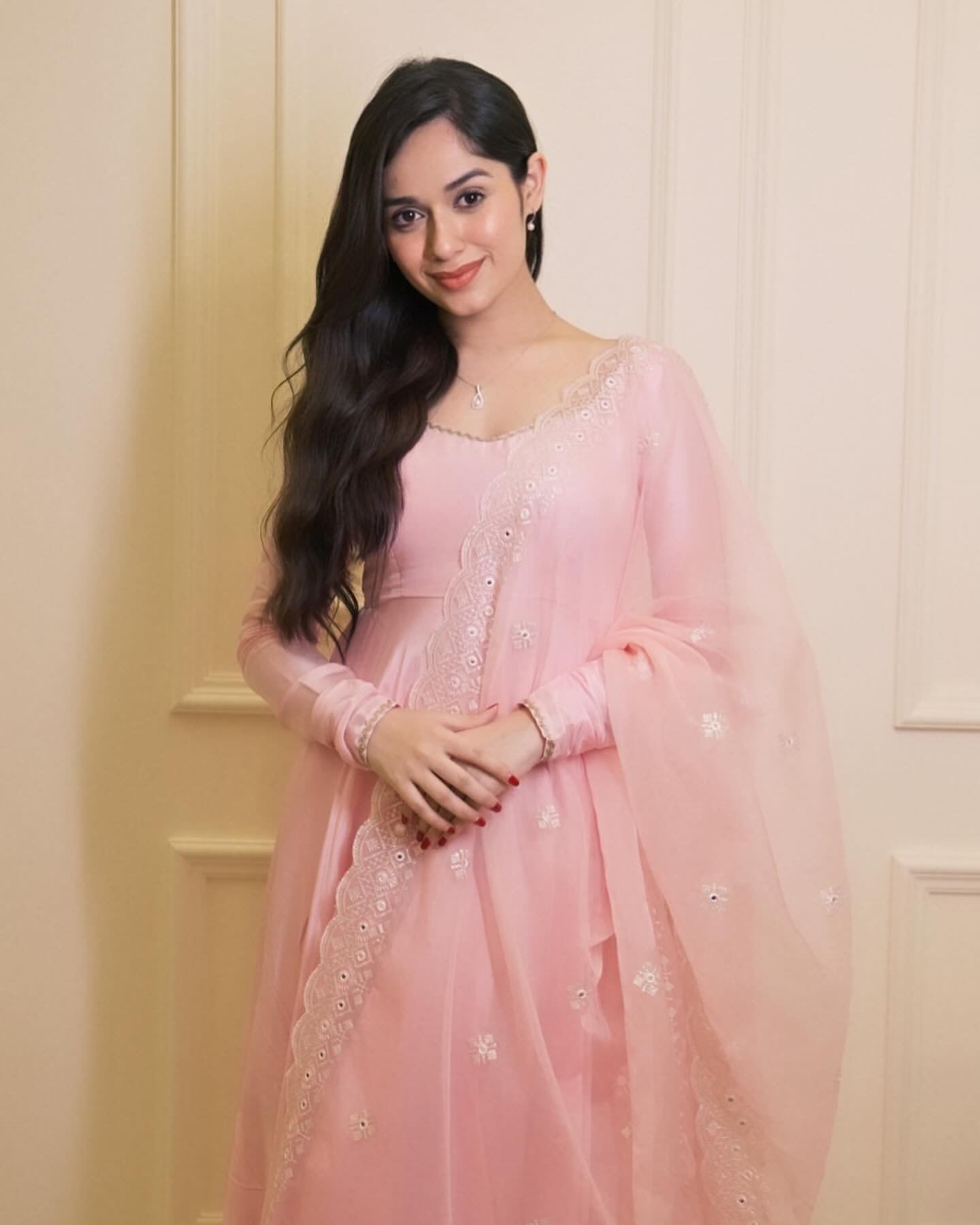 Jannat Anarkali Pink Silk Suit Set