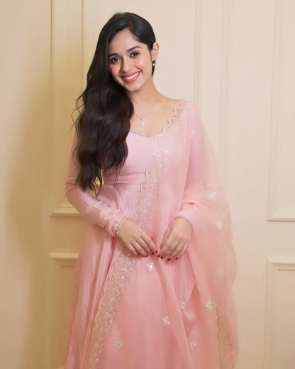 Jannat Anarkali Pink Silk Suit Set