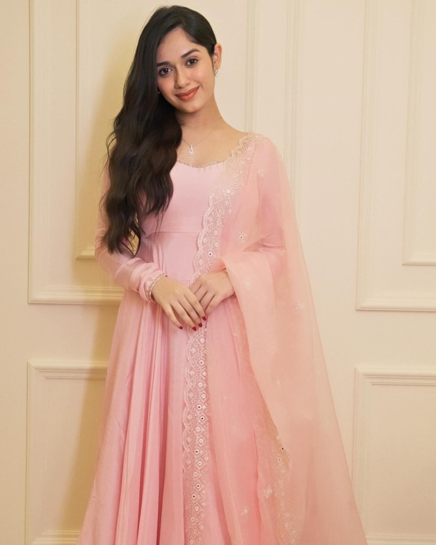 Jannat Anarkali Pink Silk Suit Set