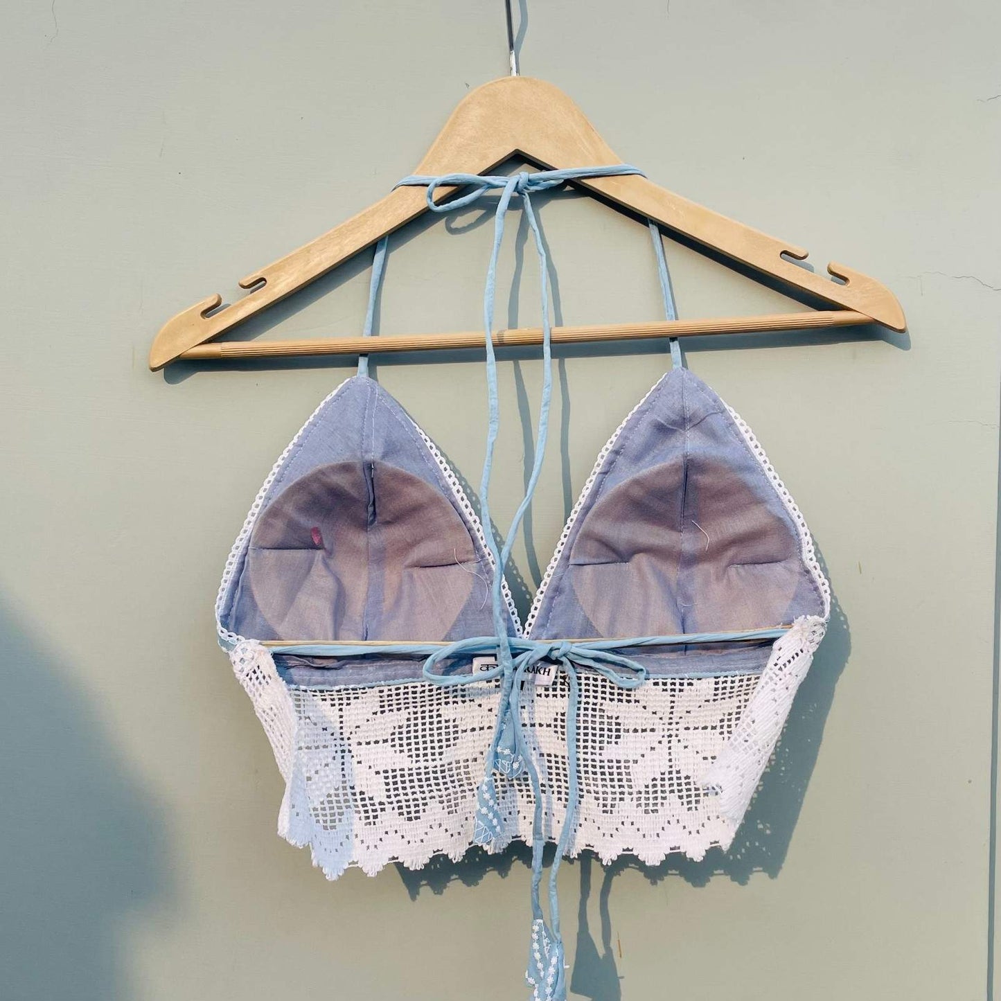 Grey Chikan Lace Cotton Bralette