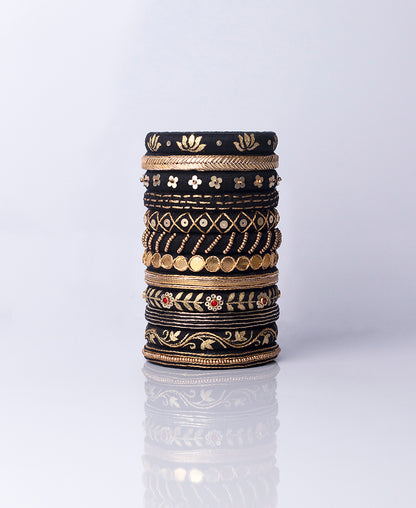 Nisha Black & Gold Bangle Set