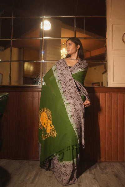 Bob Marley Green Cotton Saree