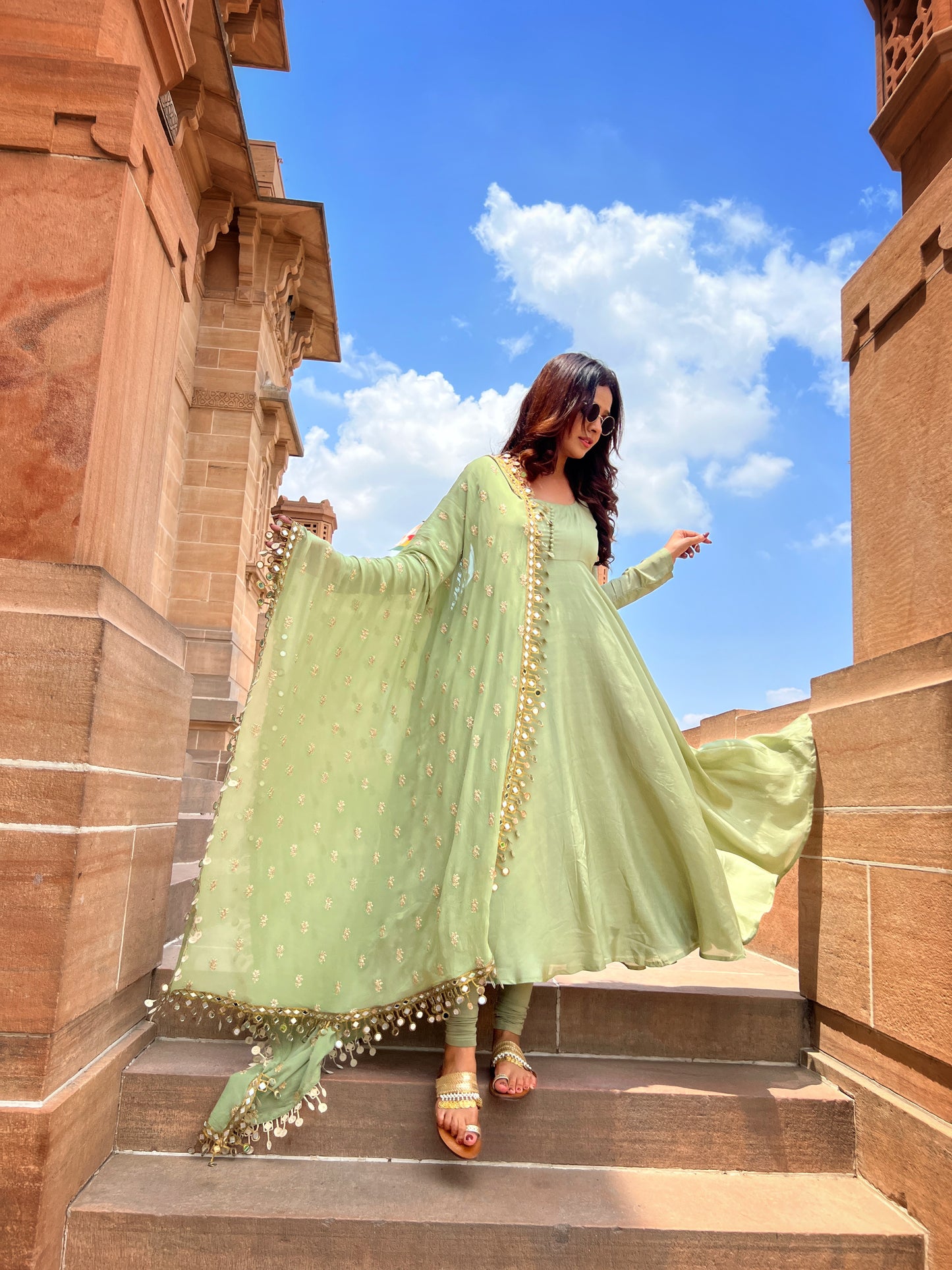 Rubab Pista Green Suit