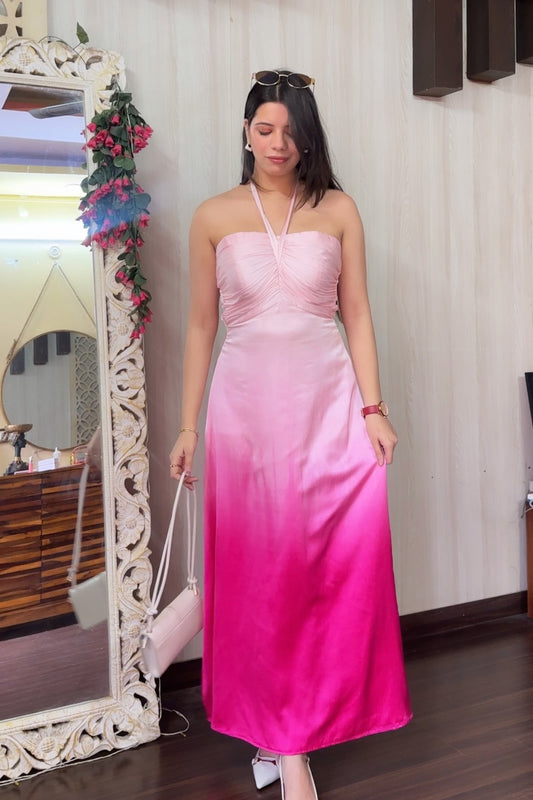 Satin Pink Ombre Dress