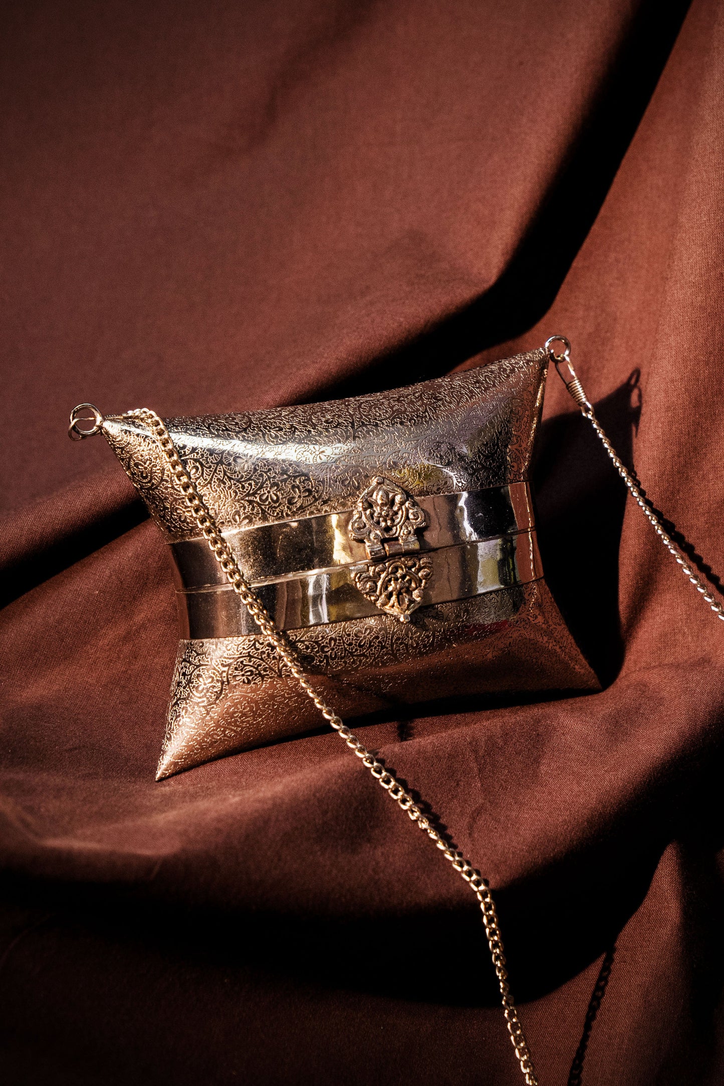 Aafreen Antique Silver Brass Clutch