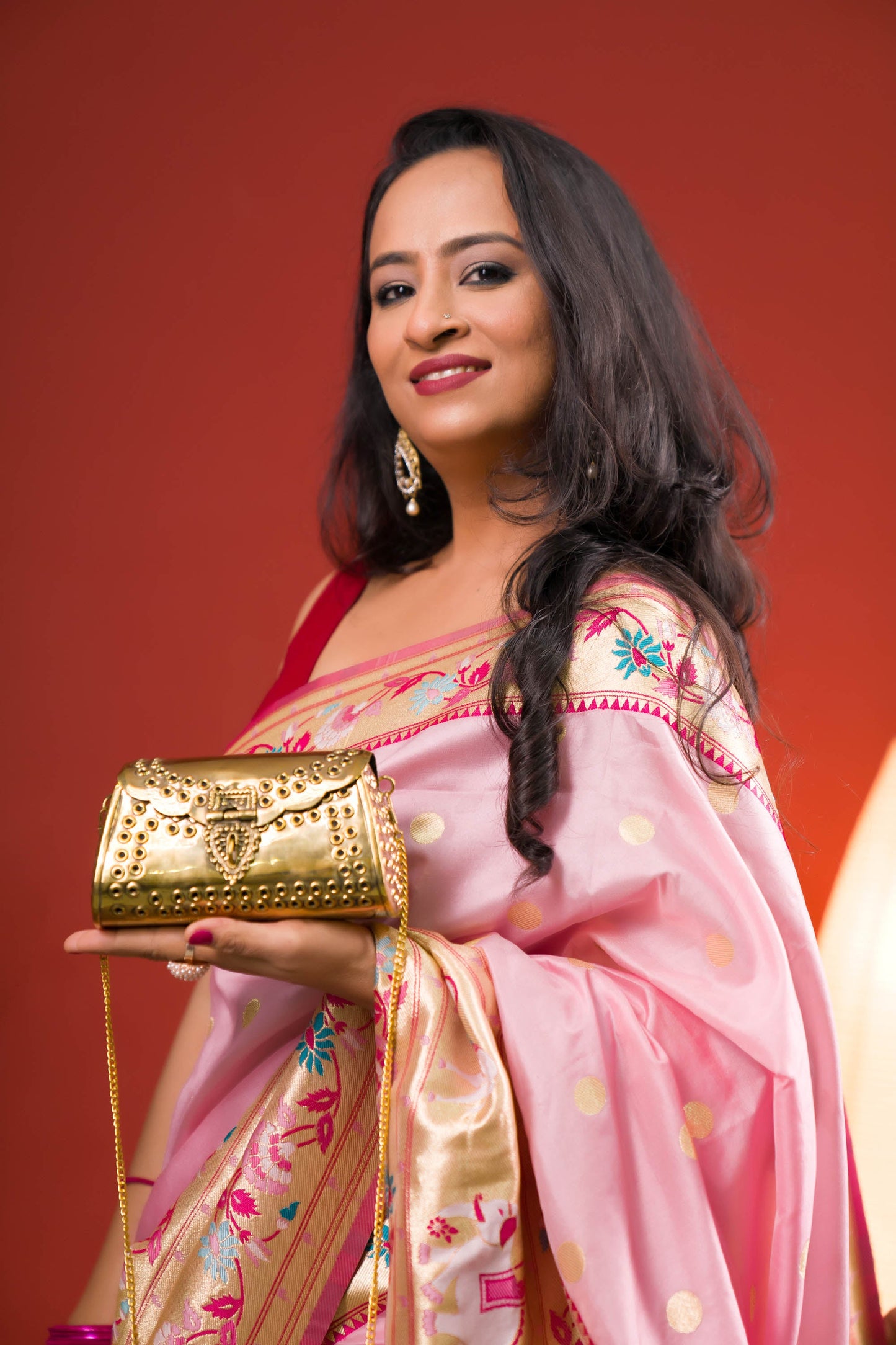 Aafreen Punched Rivet Gold Brass Bag