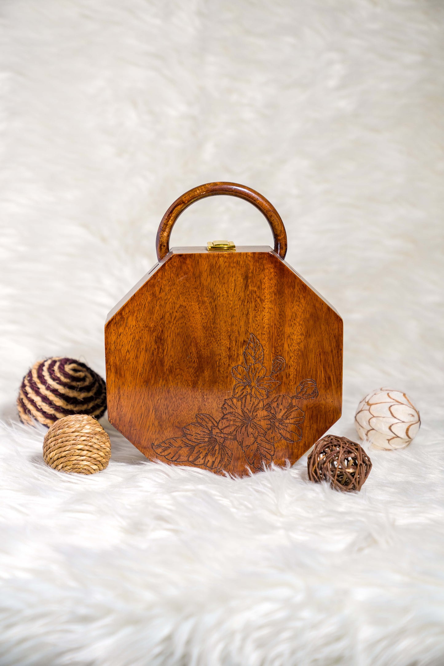 Sitara Sheesham Solid Wood Hexagon Bag