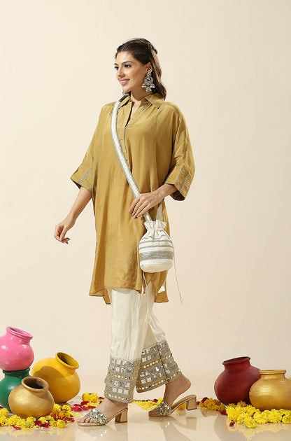 Raas Mustrad Shimmer Batwing Two Piece Kurta Set with Potli Bag