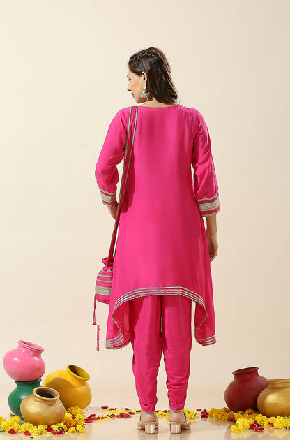 Raas Hot Pink Two Piece Set With Potli Bag