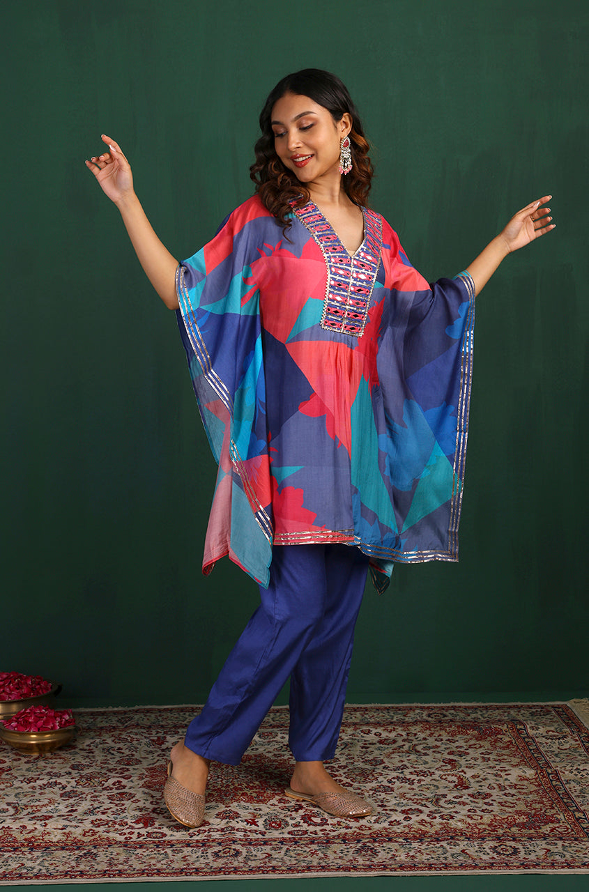 Masakali Yellow/Blue Two Piece Kaftan Set