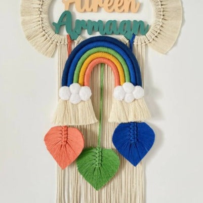 Cloud Rainbow Triple Name Macrame Dreamcatcher