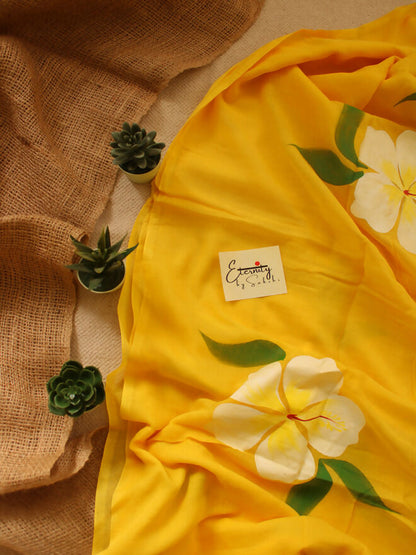 Gulmohar Handpainted Floral Saree