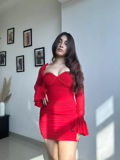 Red Ruched Dress