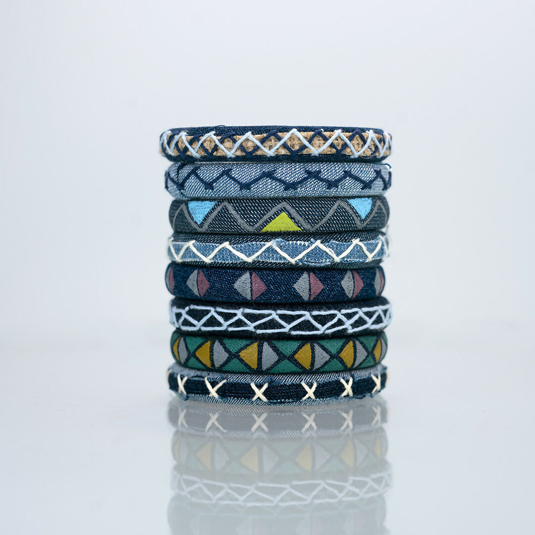 Crystal Denim Bangle Set