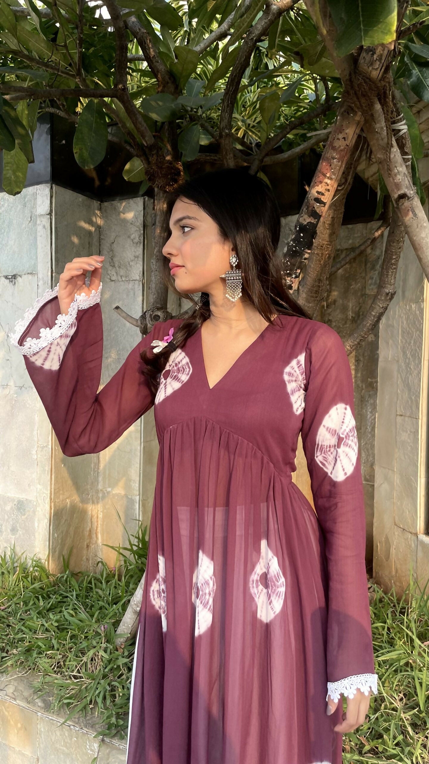 Alira Purple Georgette Flare Kurta