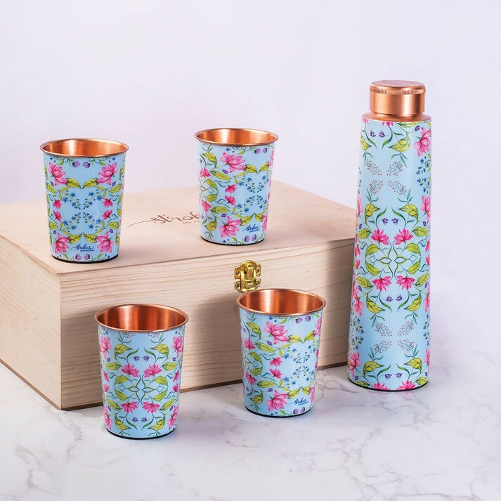 Copper Bottle and Tumblers - Gift Set 1