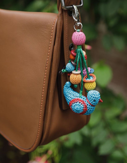 Boho Bag Key Chain - Bird Charm