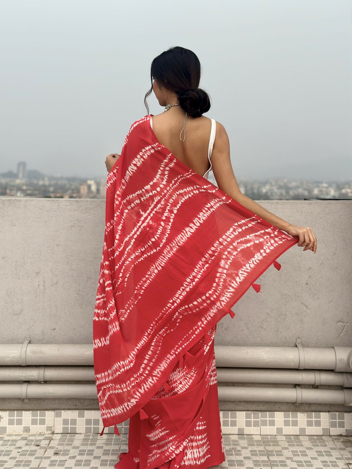 Tie & Dye Shibori Print Mulmul Cotton Saree