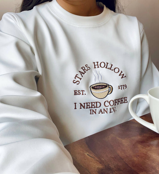 Stars Hollow Embroidered White Sweatshirt