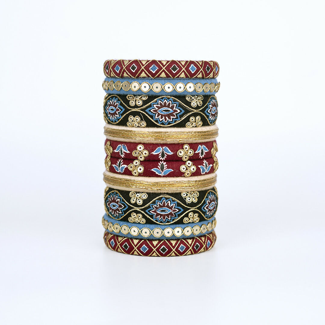 Dharini Red & Green Bangle Set