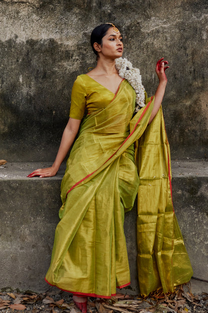 Kapittha Green Tissue Saree