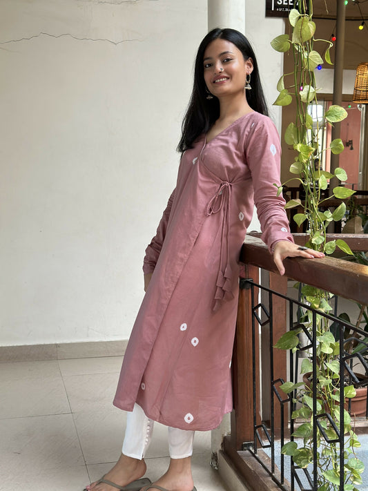 Hoor Rose Pink Angrakha Kurta