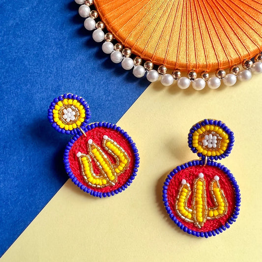 Devi Trishul Handmade Beaded Earrings