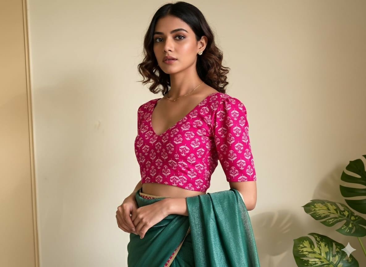 Pritha CurveFit Stretchable Cotton Pink Printed Blouse