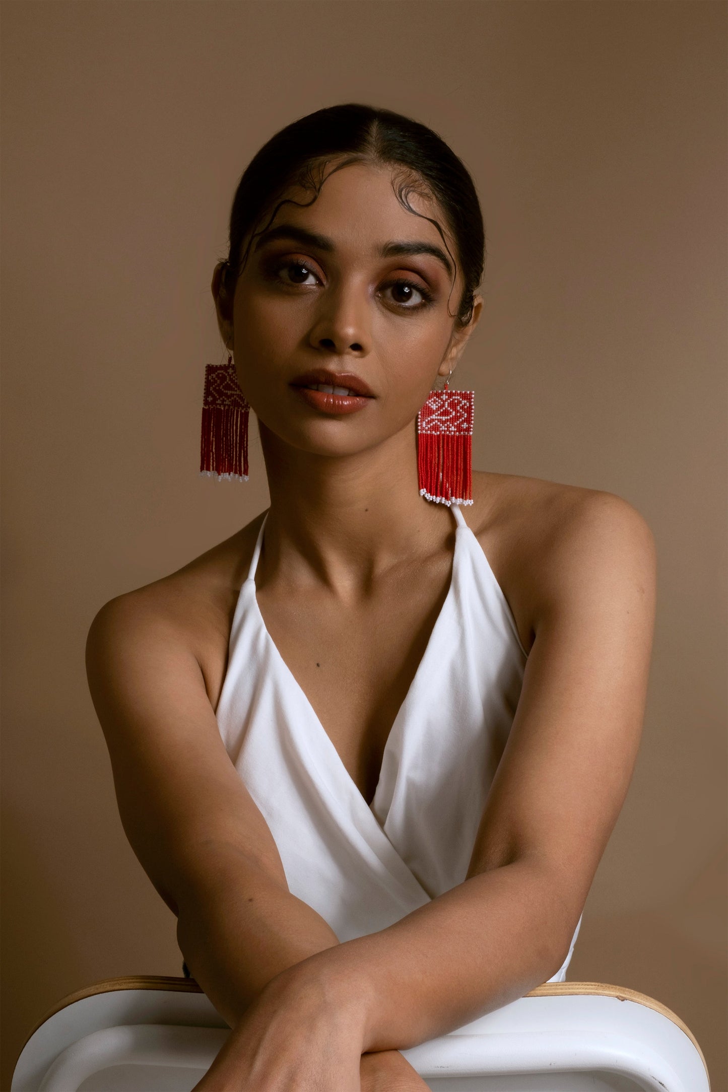 Lal Popat Beaded Earrings